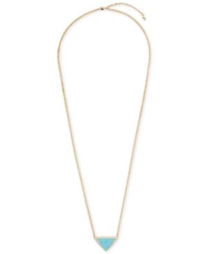 Vera Bradley Gold-tone Blue Triangle Stone Long Pendant Necklace