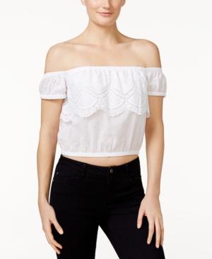 Kensie Crochet Off-the-shoulder Crop Top