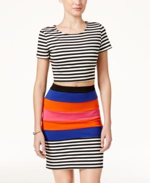 Crystal Doll Juniors' 2-pc. Striped Colorblocked Dress