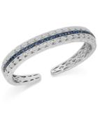 Sapphire (1-5/8 Ct. T.w.) And Diamond (1/10 Ct. T.w.) Bangle Bracelet In Sterling Silver