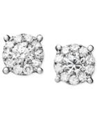 Diamond Circle Stud Earrings In 14k White Gold (1-1/4 Ct. T.w.)