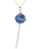 Simone I. Smith Platiunum Over Sterling Silver Necklace, Blue Crystal Mini Lollipop Pendant