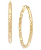 Diamond-cut Hoop Earrings In 14k Gold
