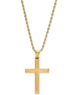 Engraved Cross 20 Pendant Necklace In 14k Gold