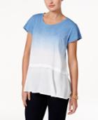Style & Co Petite Dip-dye Cotton Flounce Top, Created For Macy's