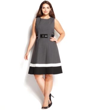 Calvin Klein Plus Size Colorblocked Fit & Flare Dress
