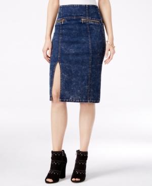 Marilyn Monroe Juniors' Front-slit Denim Midi Skirt