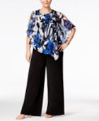 Connected Plus Size Cold-shoulder Cape Jumpsuit