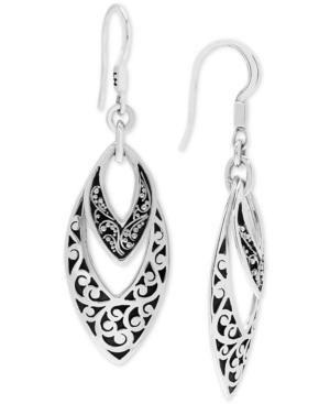 Lois Hill Scroll Work & Filigree Marquise Drop Earrings In Sterling Silver
