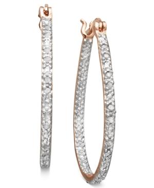 Victoria Townsend Rose-cut Diamond Oval Hoop Earrings In 18k Rose Gold Over Sterling Silver (1/4 Ct. T.w.)