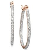Victoria Townsend Rose-cut Diamond Oval Hoop Earrings In 18k Rose Gold Over Sterling Silver (1/4 Ct. T.w.)