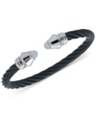 Charriol Women's Fabulous White Moonstone Black Pvd Stainless Steel Cable Bangle Bracelet