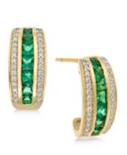 Sapphire (1-3/4 Ct. T.w.) & Diamond (1/5 Ct. T.w.) Earrings In 14k Gold (also Emerald & Certified Ruby)