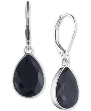 Nine West Silver-tone Jet Stone Drop Earrings