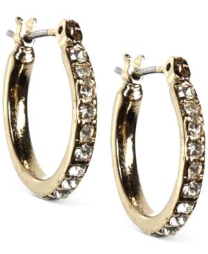 Anne Klein Gold-tone Pave Small Hoop Earrings