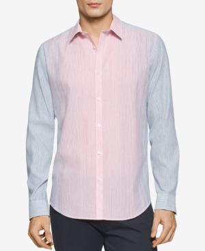 Calvin Klein Men's Slim-fit Colorblocked Vertical Striped Shirt