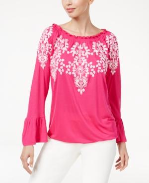 Inc International Concepts Embroidered Peasant Top, Created For Macy's