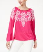 Inc International Concepts Embroidered Peasant Top, Created For Macy's