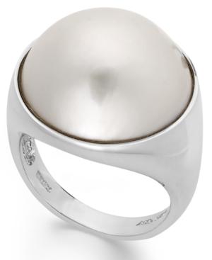 Cultured Freshwater Pearl Mabe Ring In Sterling Silver (17mm)