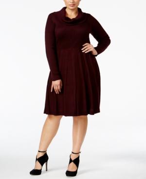 Calvin Klein Plus Size Cowl-neck Elbow-patch Sweater Dress