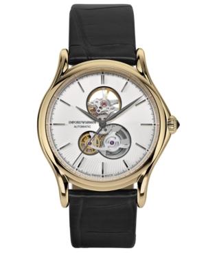 Emporio Armani Swiss Men's Automatic Classic Black Alligator Leather Strap Watch 42mm