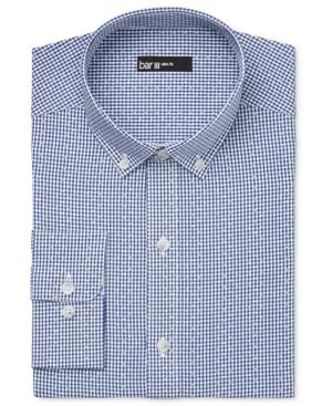 Bar Iii Men's Slim-fit Blue Dot Mini Gingham Dress Shirt, Only At Macy's