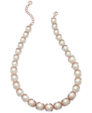 Charter Club Rose Gold-tone Imitation Crystal And Pave Collar Necklace, Only At Macy's