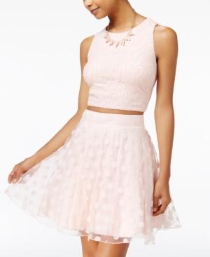 City Studios Juniors' 2-pc. Lace Dot Fit & Flare Dress