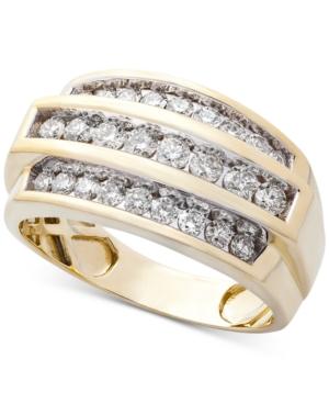 Men's Diamond Three Row Ring (1 Ct. T.w.) In 10k Gold