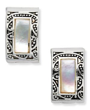Charter Club Silver-tone Magnetic Pattern Hoop Earrings
