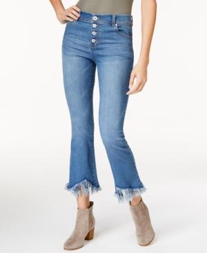 Inc International Concepts Cropped Fringe-trim Jeans, Created For Macy's