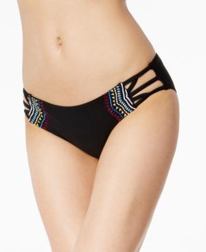 California Waves Embroidered Cutout Bikini Bottoms Women's Swimsuit
