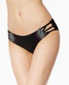 California Waves Embroidered Cutout Bikini Bottoms Women's Swimsuit