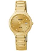 Seiko Women's Solar Gold-tone Stainless Steel Bracelet Watch 28mm Sut180