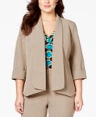 Kasper Plus Size Crepe Cardigan Flyaway Soft Jacket