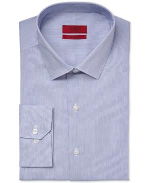 Alfani Red Fitted Performance Blue Texture Fineline Stripe Dress Shirt, Only At Macy's