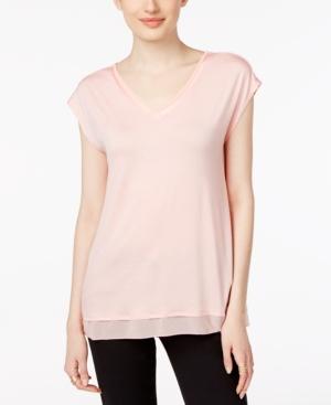Marled Chiffon-trim T-shirt