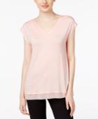 Marled Chiffon-trim T-shirt