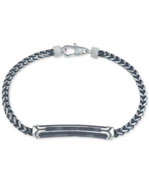 Esquire Men's Jewelry Diamond Link Bracelet (1/10 Ct. T.w.) In Black Ion-plated Stainless Steel, Created For Macy's