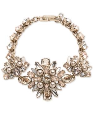 Givenchy Gold-tone Colored Crystal & Imitation Pearl Flex Bracelet