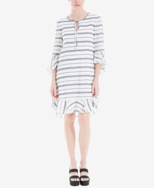Max Studio London Striped Ruffle-trim Dress
