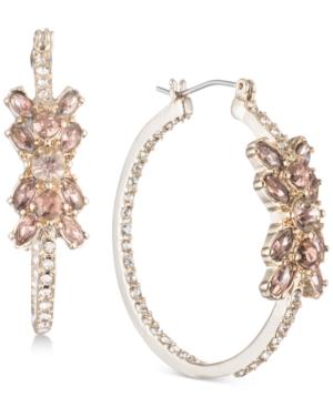 Givenchy Gold-tone Clear & Pink Crystal Cluster Hoop Earrings