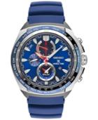 Seiko Men's Solar Chronograph Prospex World Time Blue Silicone Strap Watch 44mm Ssc489