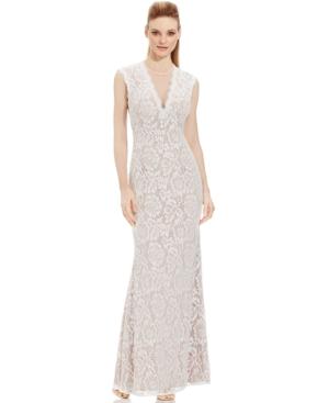 Betsy & Adam Embellished Lace Gown