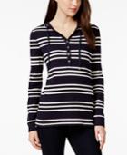 Charter Club Striped Hooded Top, Only At Macy's