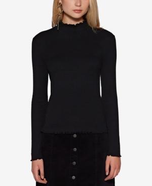 Avec Les Filles Ribbed Mock-neck Top