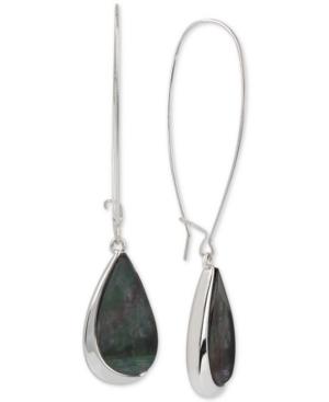 Robert Lee Morris Soho Silver-tone Teardrop Stone Long Drop Earrings