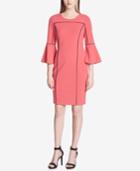 Calvin Klein Pipe-trim Bell-sleeve Dress