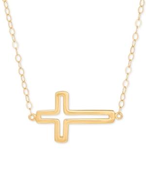 Horizontal Cross Pendant Necklace In 14k Gold