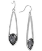 Kenneth Cole New York Silver-tone Black Stone Linear Drop Earrings
